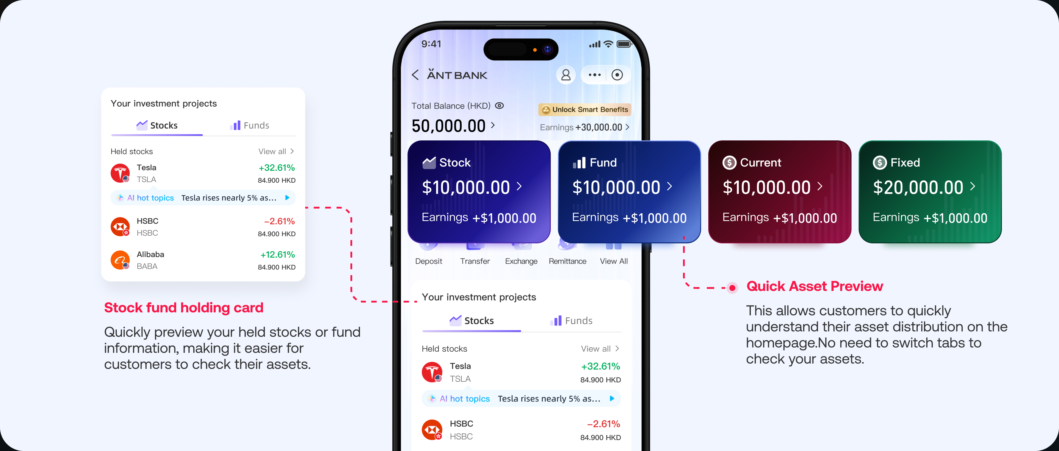 Ant Bank home page feature overview